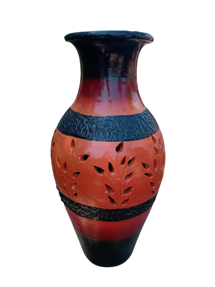 Midnight Leopard Clay Vase